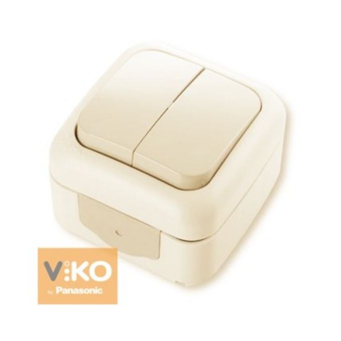 Выключатель 2-клавишный Palmiye Viko крем IP54